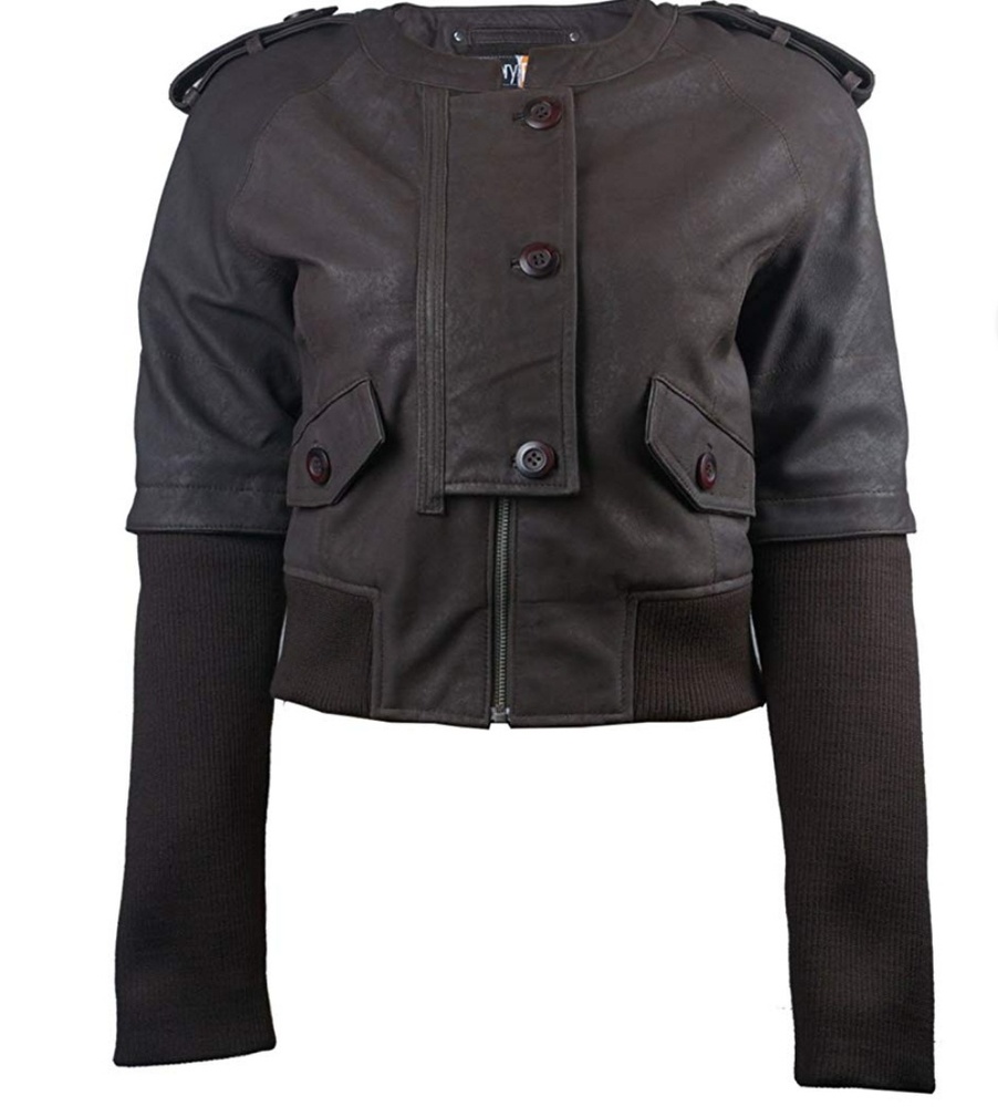 Plus size Leather Bomber Jacket - Picture 1 of 12